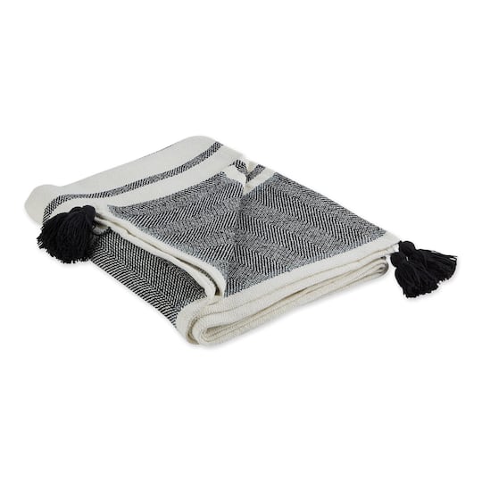 DII® Black & Mineral 2-Tone Chevron Stripe Throw
